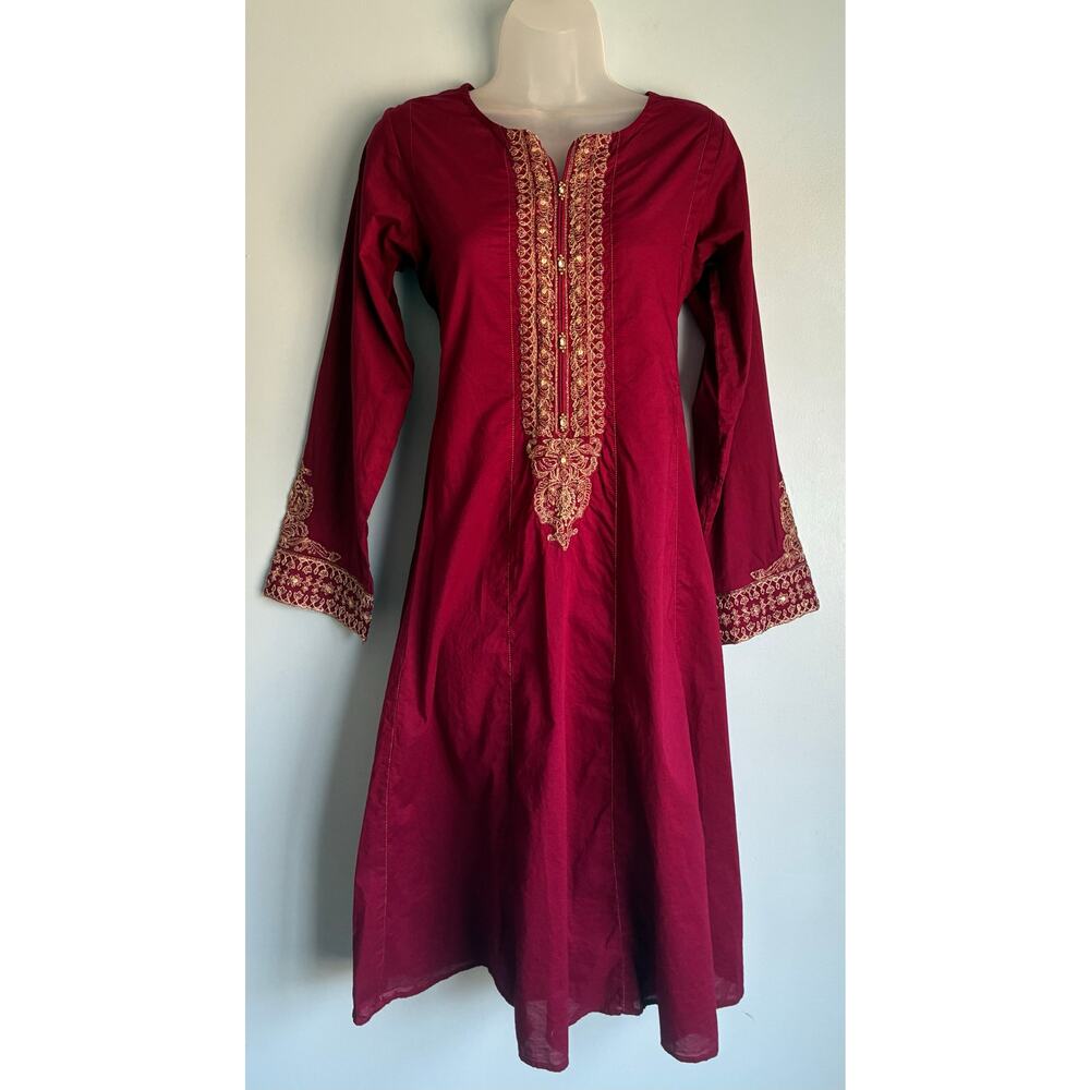 Chinyere Dress Magenta Gold Medium Embroidered